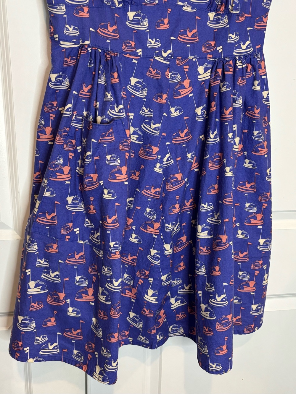 Bea & Dot ModCloth Purple Bumper Car Print Sleeveless Fit Flare Dress 1X - Picture 3 of 10